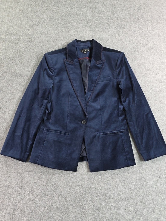J. Crew Jackets & Blazers - J. Crew Women's Navy Blue Velvet Single-Button Blazer Sz 10 Jacket Lined Party